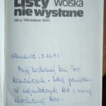 Дарственная надпись в книге "Listy niewysłane"